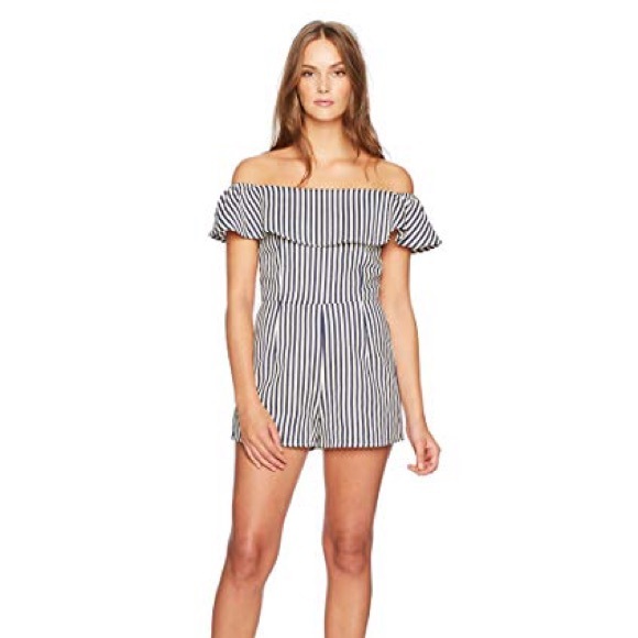 Sugarlips Pants - Sugar Lips Blue and White Striped Romper Size L